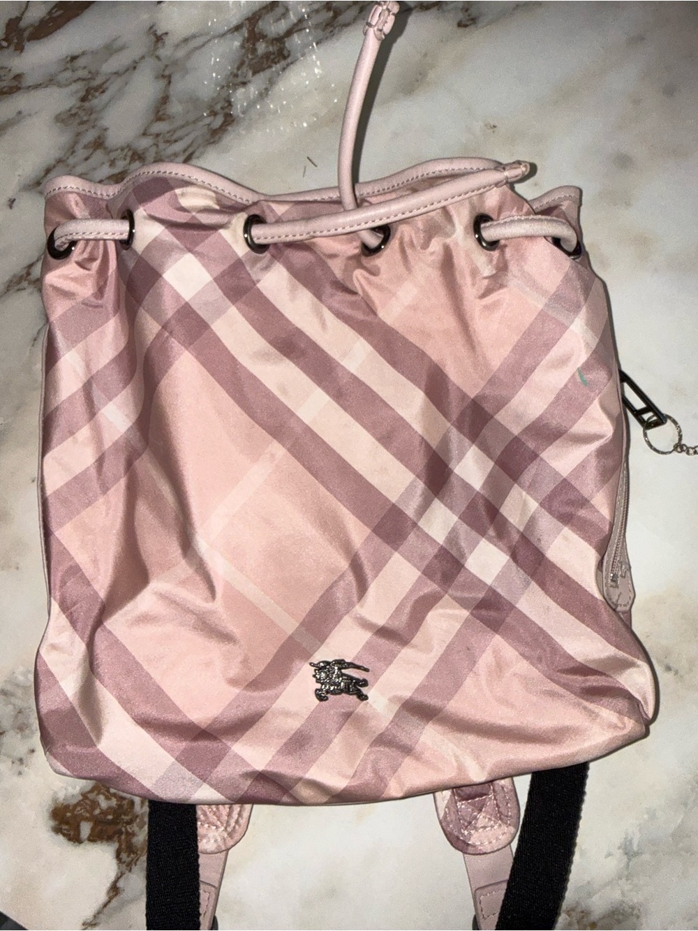 Pink Burberry cloth backpack
